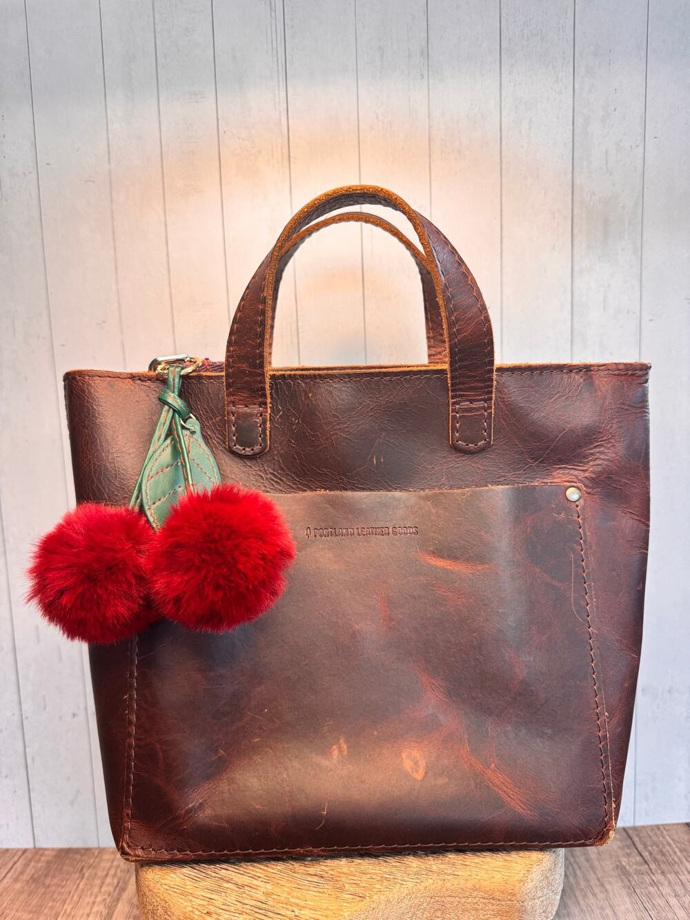 Dark Red Cherries Bag Charm Fuzzy Cherry Red Purse Charm Fruit Charms NEW!